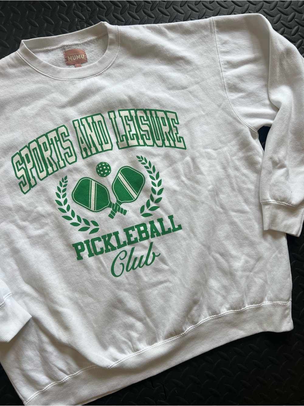 Show Me Your MuMu White Sweatshirt Green Sports and Leisure Pickleball Club Sz L